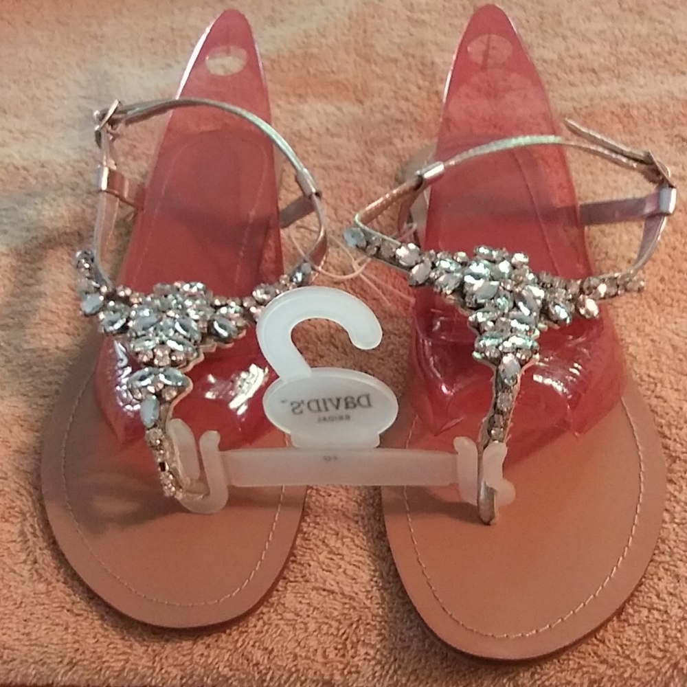 NEW.BEAUTIFUL JEWEL DAVID'S BRIDAL SANDALS